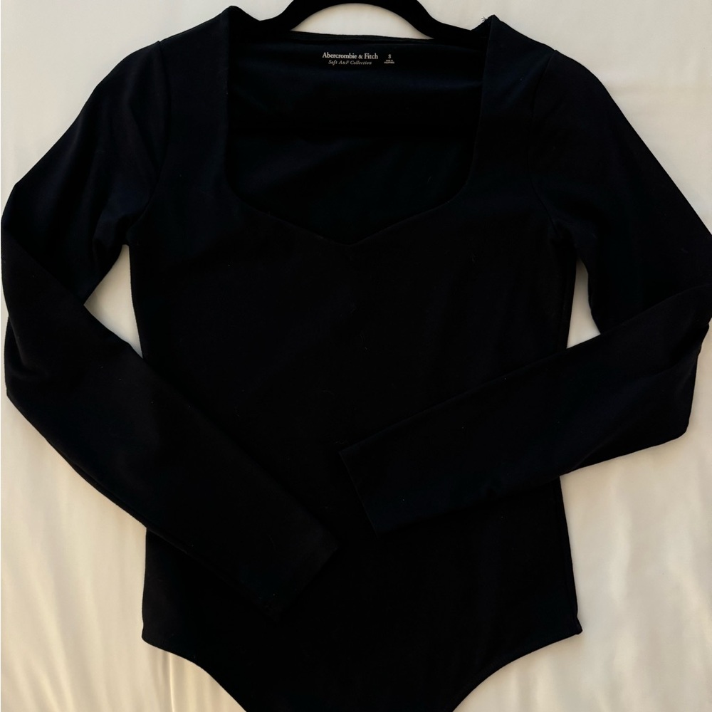 Abercrombie Soft A&F Collection Black Sweetheart Neckline Bodysuit
